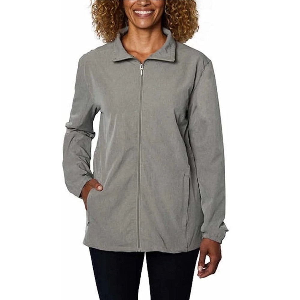 Hang Ten Women's Light Gray Zip Utility Jacket